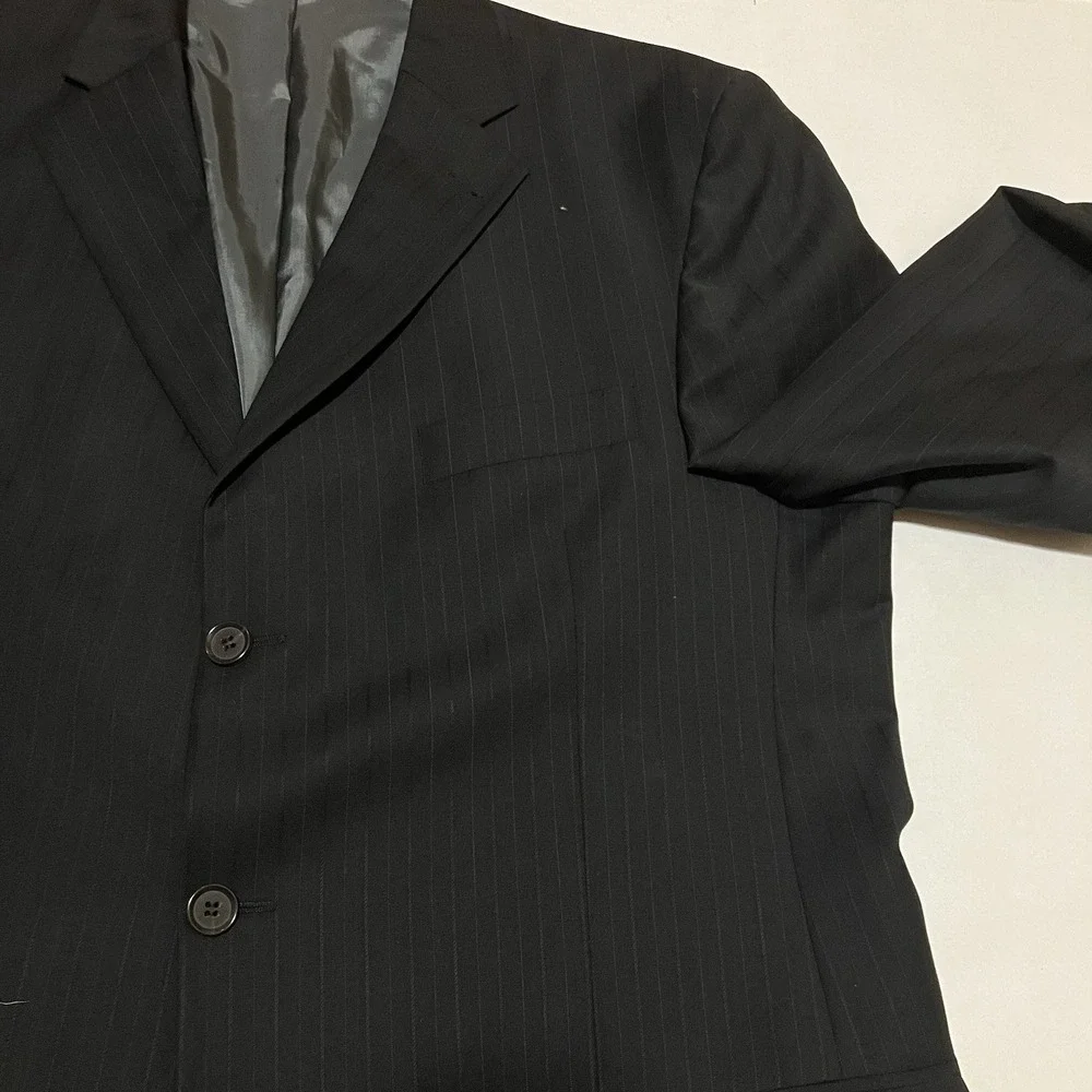 Westbury Mens Size 54 Black Striped Wool‎ Blend Blazer Jacket 3 Button Sport